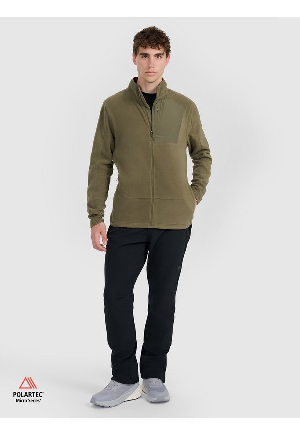 4f - 4F Polar ze stójką Polartec regular męski - khaki L. Typ kołnierza: kołnierzyk stójkowy. Kolor: oliwkowy, wielokolorowy, brązowy. Materiał: polar. Technologia: Primaloft. Sport: wspinaczka, turystyka piesza
