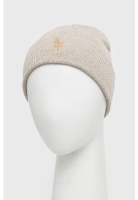 Polo Ralph Lauren czapka bawełniana kolor beżowy z cienkiej dzianiny bawełniana. Kolor: beżowy. Materiał: bawełna, dzianina #2