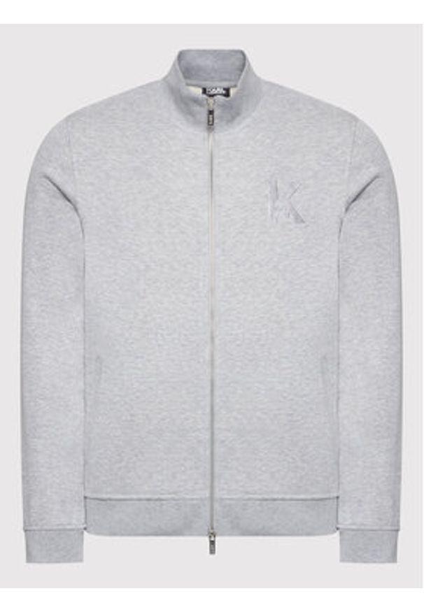 Karl Lagerfeld - KARL LAGERFELD Bluza 705891 500900 Szary Regular Fit. Typ kołnierza: dekolt w karo. Kolor: szary. Materiał: bawełna