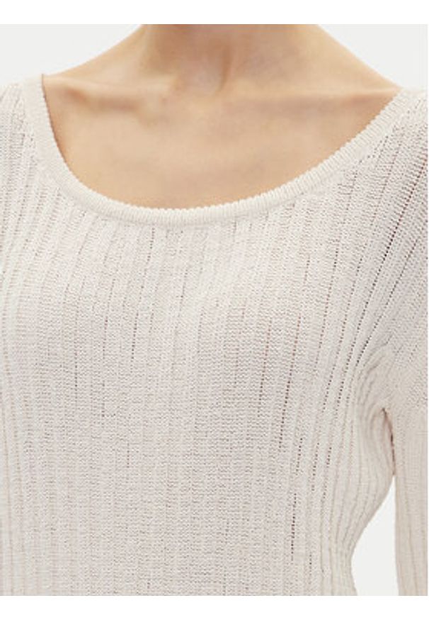 Pinko - PINKO Sukienka dzianinowa 105301 A2N7 Écru Regular Fit. Materiał: bawełna