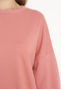 Born2be - Różowa Bawełniana Bluza Oversize Fanelu. Kolor: różowy. Materiał: bawełna #2
