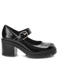 Czarne Półbuty Armodo Stylowe Lakierowane Obuwie Damskie. Zapięcie: klamry. Kolor: czarny. Materiał: lakier. Styl: elegancki #5