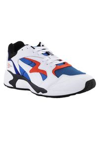 Puma - Męskie Skórzane Buty Sportowe Prevail. Kolor: czerwony, niebieski, wielokolorowy, biały. Materiał: skóra. Sport: turystyka piesza