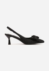 Born2be - Czarne Sandały na Kaczuszce z Noskiem w Szpic z Kokardą Nephoo. Okazja: na co dzień, na ślub cywilny, na wesele, na imprezę. Zapięcie: pasek. Kolor: czarny. Obcas: na szpilce. Styl: casual, elegancki, wizytowy #3