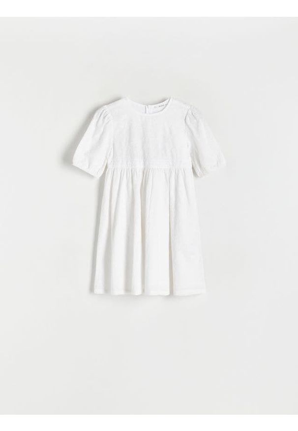 Reserved - Sukienka z kwiatowym wzorem - złamana biel. Materiał: bawełna. Wzór: kwiaty