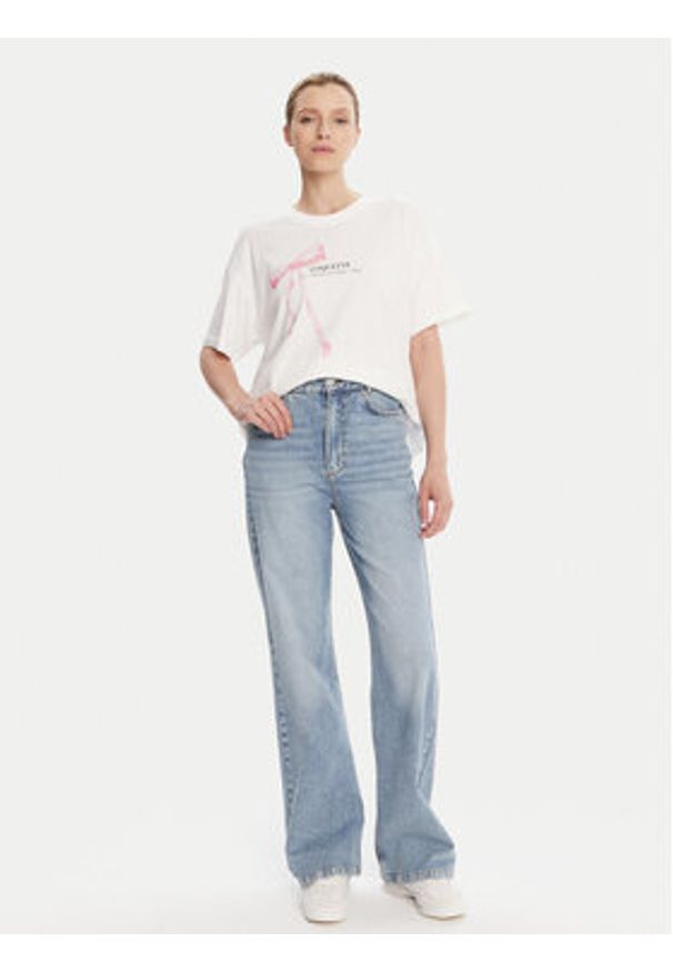 only - ONLY T-Shirt Vivvi 15346761 Biały Regular Fit. Kolor: biały. Materiał: bawełna