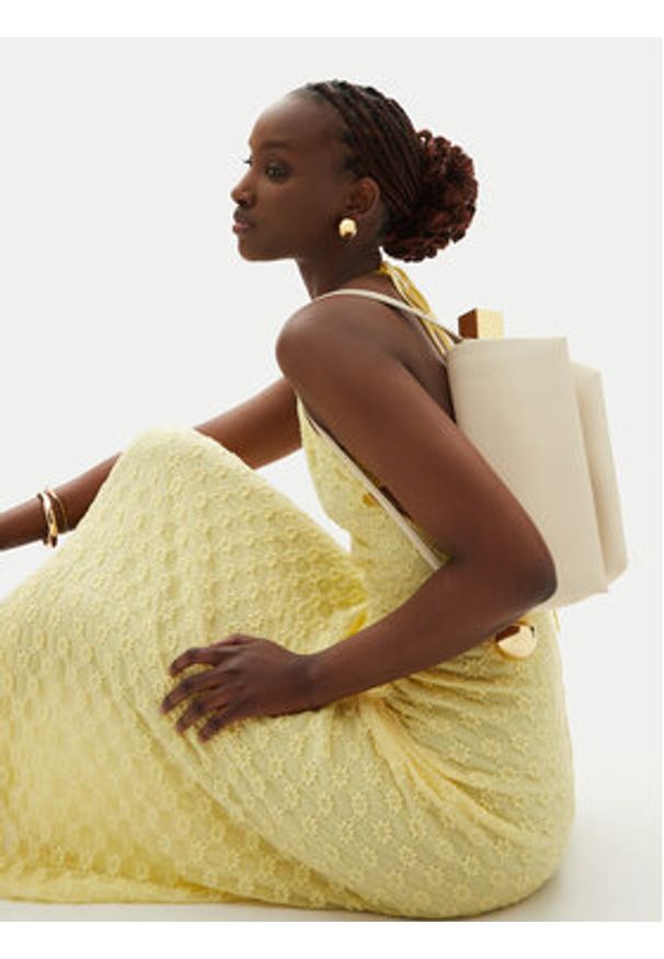 JACQUEMUS Torebka Le Rond Carre 24H243BA383-3171 Écru. Kolor: kremowy. Materiał: skórzane