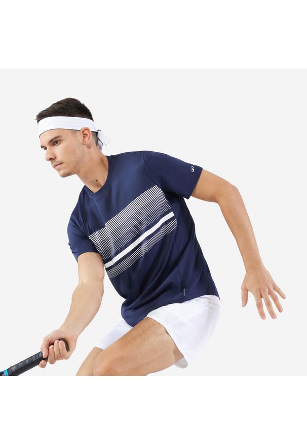KUIKMA - Koszulka do tenisa męska Artengo Essential. Kolor: niebieski. Materiał: poliester, materiał. Sport: tenis