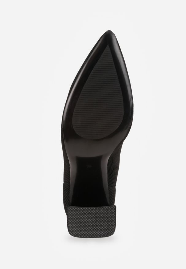 Renee - Czarne Wsuwane Botki na Stożku z Dopasowaną Cholewką Lerinelle. Okazja: na co dzień, do pracy. Zapięcie: bez zapięcia. Kolor: czarny. Szerokość cholewki: normalna. Obcas: na stożku. Styl: casual, elegancki. Wysokość obcasa: średni