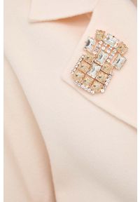 Elisabetta Franchi płaszcz wełniany kolor różowy przejściowy. Kolor: różowy. Materiał: wełna. Styl: klasyczny #3