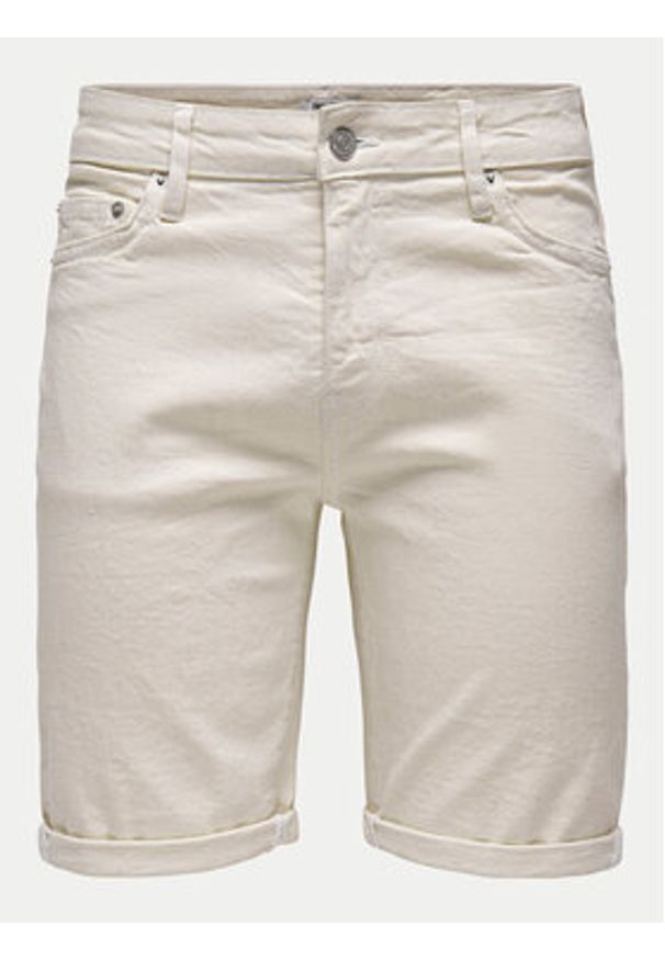 Only & Sons Szorty jeansowe Ply 22029296 Écru Regular Fit. Materiał: bawełna
