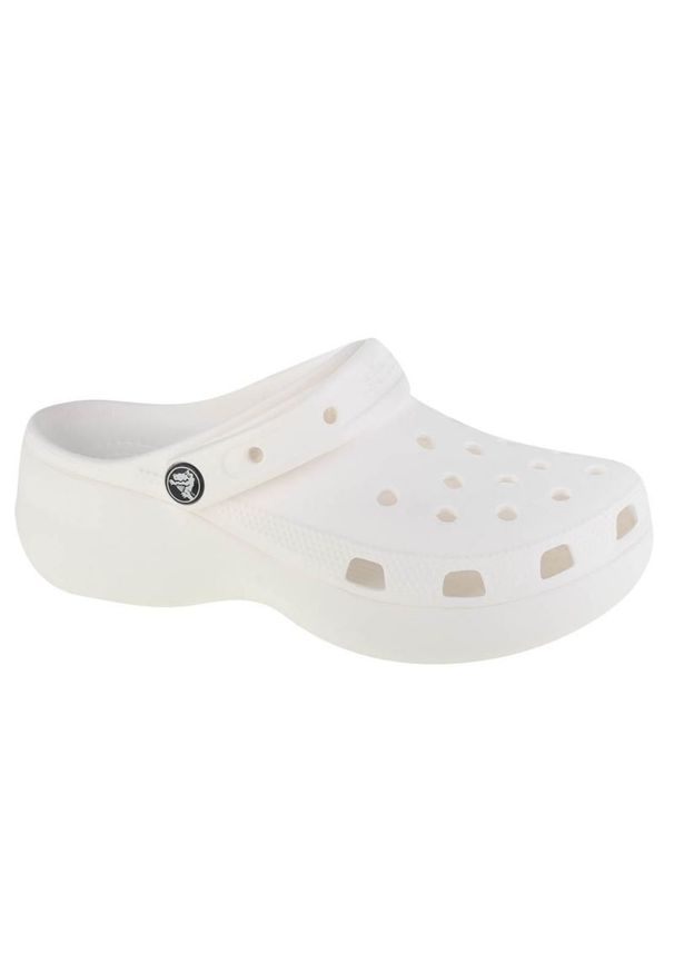 Klapki Crocs Classic Platform Clog W 206750-100 białe. Okazja: na co dzień. Kolor: biały. Materiał: materiał, guma. Obcas: na platformie. Styl: casual