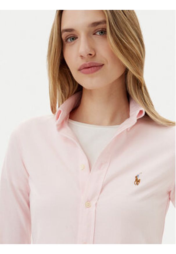 Polo Ralph Lauren Koszula 211924258018 Różowy Slim Fit. Typ kołnierza: polo. Kolor: różowy. Materiał: bawełna