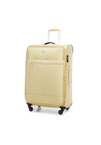 Wittchen - Duża walizka miękka z błyszczącym suwakiem z przodu beżowa. Kolor: beżowy. Materiał: poliester. Styl: elegancki, wakacyjny #4