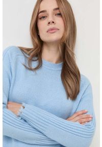 Silvian Heach sweter damski kolor niebieski ciepły. Kolor: niebieski. Materiał: dzianina. Długość rękawa: raglanowy rękaw #1