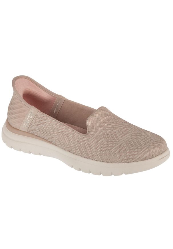 skechers - Buty do chodzenia damskie, Slip-Ins On The Go Flex - Clover. Kolor: beżowy. Sport: turystyka piesza