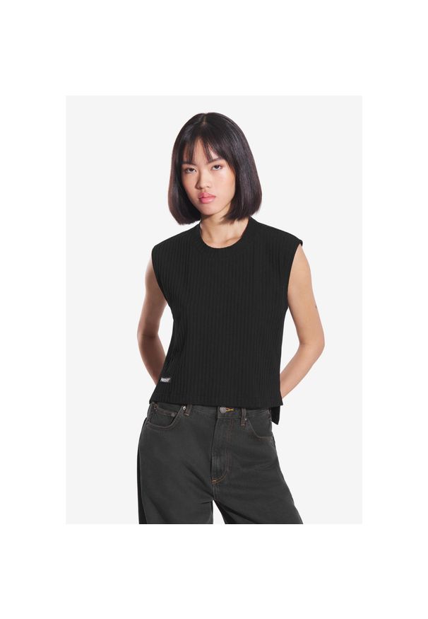 Top sportowy damski Prosto Bamboo. Kolor: czarny. Styl: sportowy