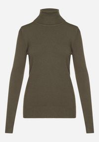 Born2be - Ciemnozielony Golf Sweter z Wiskozą i Kaszmirem Zailaya. Okazja: na co dzień. Typ kołnierza: golf. Kolor: zielony. Materiał: kaszmir, wiskoza. Styl: casual #5