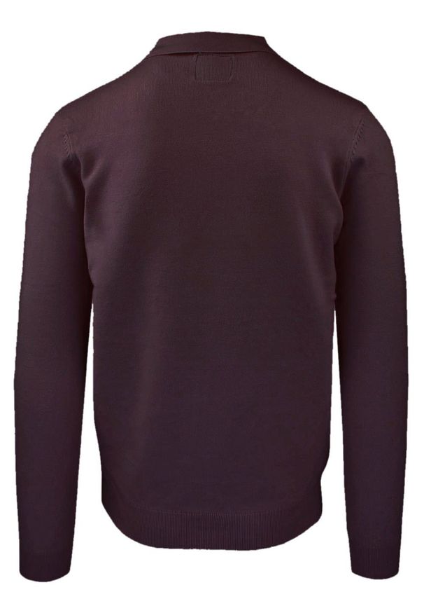 Męski, Lekki Sweter z Wiskozy z Kołnierzykiem Polo - Brave Soul - Bordo. Typ kołnierza: polo. Kolor: czerwony. Materiał: poliamid, poliester, wiskoza