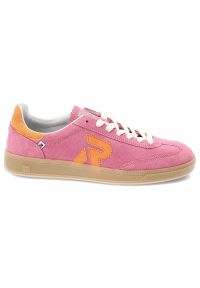 Różowe Sneakersy Rieker Modne Obuwie Damskie. Okazja: na co dzień. Zapięcie: sznurówki. Kolor: różowy. Materiał: zamsz #4