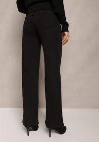 Renee - Czarne Szerokie Spodnie High Waist Inthini. Stan: podwyższony. Kolor: czarny. Styl: elegancki