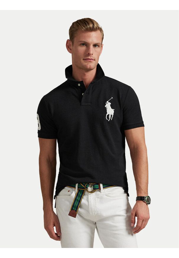 Polo Ralph Lauren Polo 710688969001 Czarny Custom Slim Fit. Typ kołnierza: polo. Kolor: czarny. Materiał: bawełna
