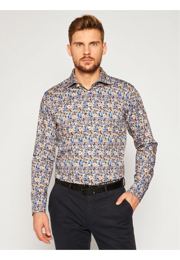 Eton Koszula 100001277 Granatowy Slim Fit. Kolor: niebieski