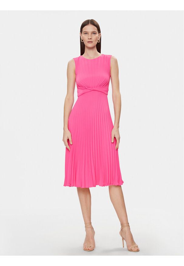 Nissa Sukienka koktajlowa RZ14841 Różowy Slim Fit. Kolor: różowy. Materiał: syntetyk. Styl: wizytowy