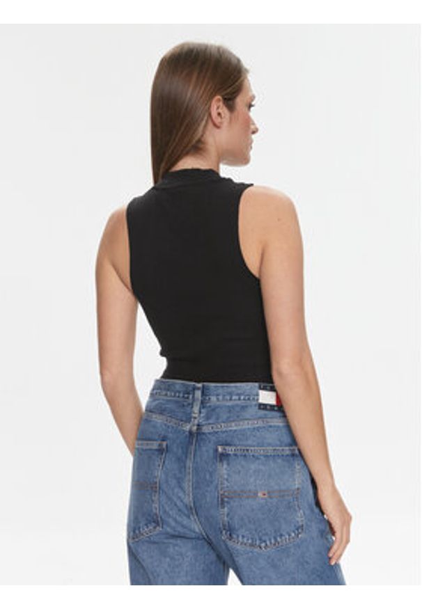 Tommy Jeans Top DW0DW17533 Czarny Regular Fit. Kolor: czarny. Materiał: bawełna