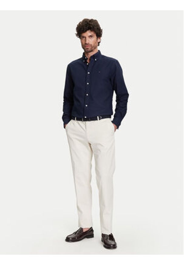 TOMMY HILFIGER - Tommy Hilfiger Koszula Solid Heritage MW0MW35774 Granatowy Regular Fit. Kolor: niebieski. Materiał: bawełna