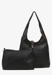 Born2be - Czarna Torebka Typu Shopper z Saszetką Fesandia. Kolor: czarny. Styl: casual
