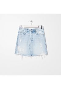 Sinsay - Spódnica jeansowa mini - Niebieski. Kolor: niebieski. Materiał: jeans #1