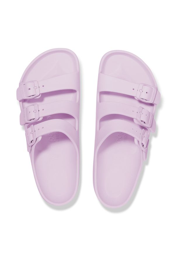 Birkenstock Florida III Flex Platform EVA Crocus Klapki damskie. Okazja: na spacer, na plażę, na co dzień. Kolor: fioletowy. Wzór: paski. Sezon: lato. Obcas: na platformie. Styl: casual, wakacyjny, elegancki