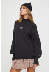 Tommy Jeans sweter damski kolor czarny z półgolfem. Kolor: czarny. Materiał: poliester, dzianina. Długość rękawa: raglanowy rękaw #5