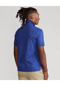 Ralph Lauren - RALPH LAUREN - Granatowa koszulka polo Soft Cotton Custom Slim Fit. Typ kołnierza: polo. Kolor: niebieski. Materiał: bawełna, prążkowany. Wzór: kolorowy #4