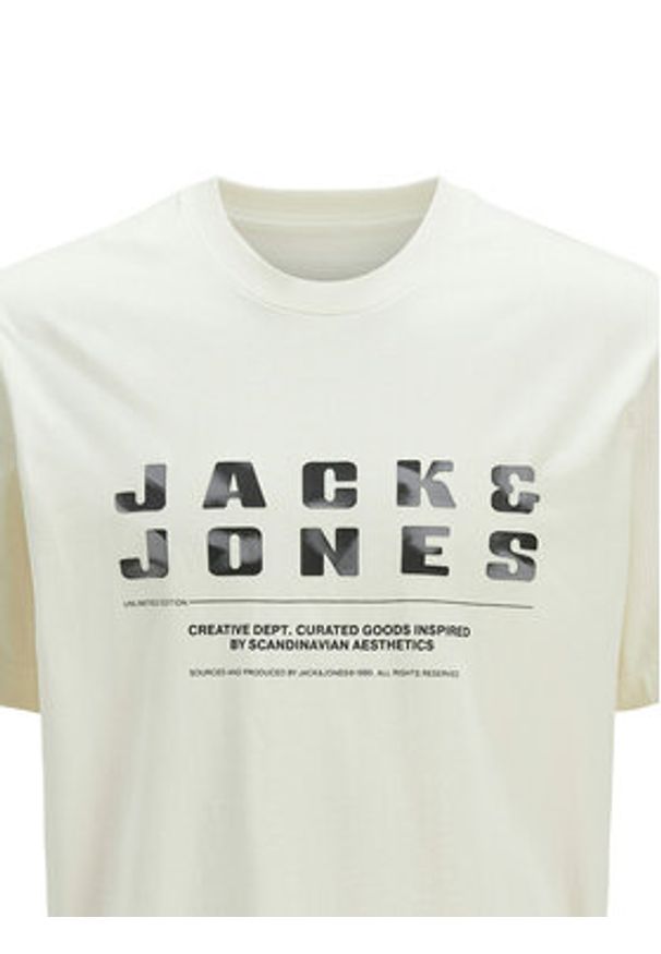 Jack & Jones - Jack&Jones T-Shirt Recharge 12274716 Beżowy Relaxed Fit. Kolor: beżowy. Materiał: bawełna