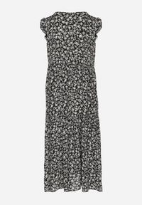 Born2be - Czarna Bawełniana Sukienka o Rozkloszowanym Kroju z Falbanami i Dekoltem w Serek Ifforine. Okazja: na co dzień. Typ kołnierza: dekolt w serek. Kolor: czarny. Materiał: bawełna. Styl: casual, elegancki #4