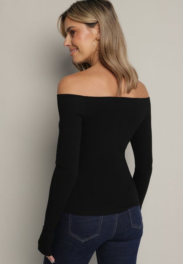 Born2be - Czarna Bawełniana Bluzka z Otworem na Kciuk Terwiwi. Kolor: czarny. Materiał: bawełna. Długość rękawa: długi rękaw. Długość: długie