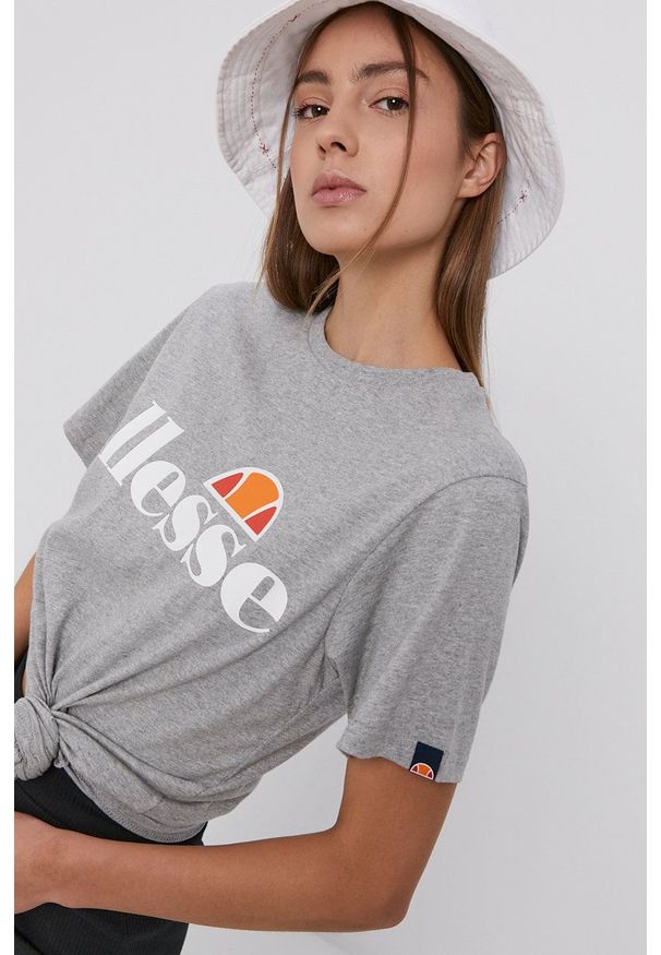 Ellesse - T-shirt. Okazja: na co dzień. Kolor: szary. Wzór: nadruk. Styl: casual