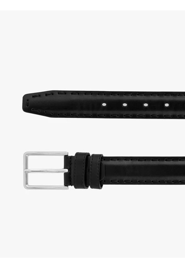 Ryłko - Czarny klasyczny pasek ze skóry licowej. Kolor: czarny. Materiał: skóra. Styl: klasyczny