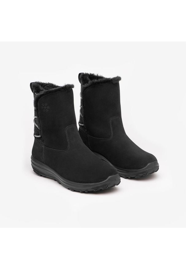 quechua - Buty turystyczne damskie Quechua NH500 Mid skóra. Okazja: na co dzień. Kolor: czarny. Materiał: skóra. Szerokość cholewki: szeroka. Sezon: zima. Styl: sportowy, casual