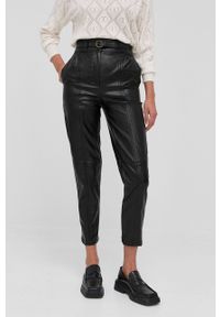 TwinSet - Twinset spodnie damskie kolor czarny proste high waist. Stan: podwyższony. Kolor: czarny