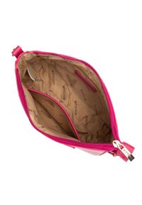Wittchen - Damska torebka bagietka z matowej ekoskóry z łańcuszkiem różowa. Kolor: różowy. Wzór: haft. Dodatki: z haftem. Materiał: skórzane. Rozmiar: małe #3