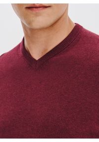 Pako Lorente - PAKO LORENTE - Bordowy sweter męski v-neck. Kolor: czerwony. Materiał: bawełna. Sezon: jesień #3