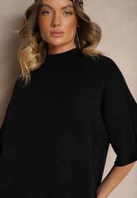 Renee - Czarny Komplet Oversize z Dzianiny z Wiskozą T-shirt i Spodnie o Szerokim Kroju Linneathra. Kolor: czarny. Materiał: dzianina, wiskoza