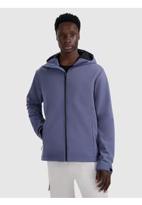 4f - 4F Kurtka softshell wiatroodporna membrana 5000 męska - granatowa 3XL. Typ kołnierza: kaptur. Kolor: niebieski. Materiał: softshell. Technologia: Windstopper. Sezon: zima