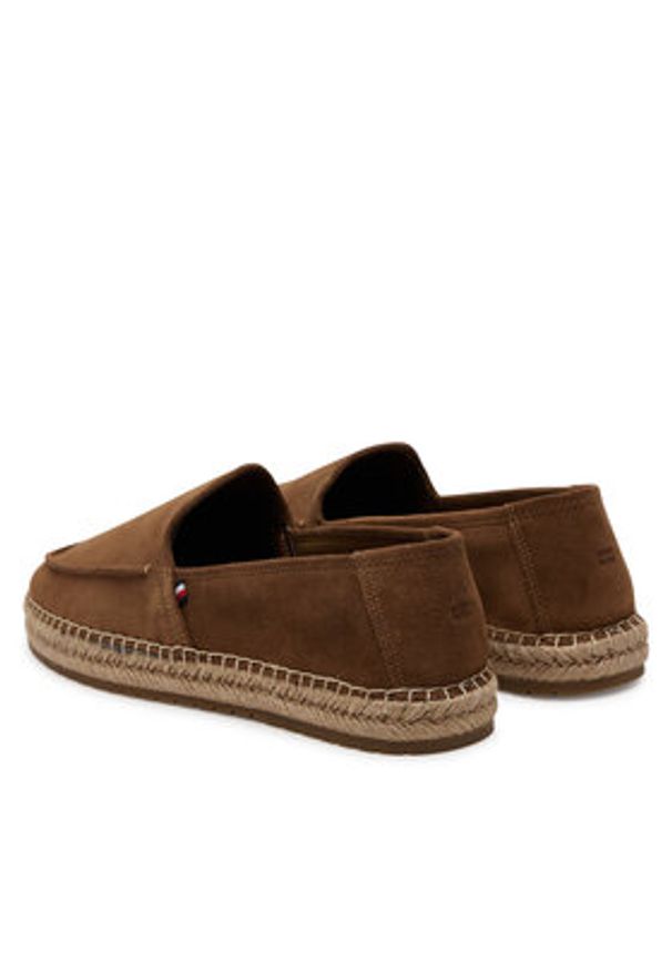 TOMMY HILFIGER - Tommy Hilfiger Espadryle Hilfiger Flex Espa Suede Loafer FM0FM05392 Brązowy. Kolor: brązowy. Materiał: zamsz, skóra