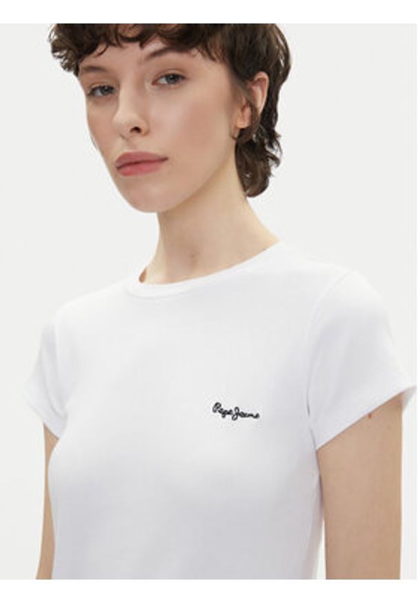 Pepe Jeans T-Shirt PL506037 Biały Regular Fit. Kolor: biały. Materiał: bawełna