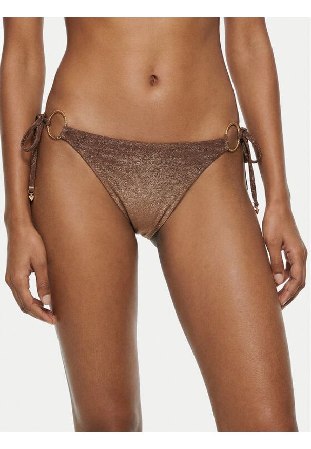 Guess Dół od bikini E6GO08 KF600 Brązowy. Kolor: brązowy. Materiał: syntetyk