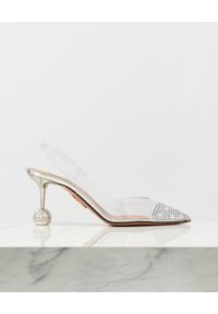AQUAZZURA - Srebrne sandały na szpilce Night. Kolor: srebrny. Obcas: na szpilce. Wysokość obcasa: średni #9